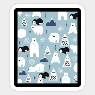Winter Creatures Polar Bear Pattern Sticker